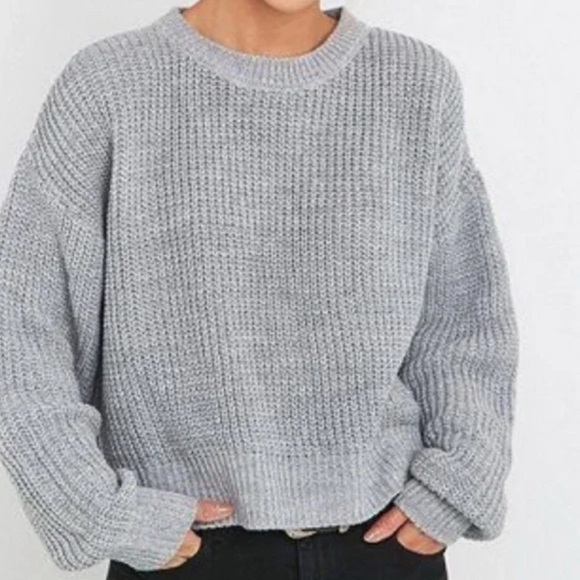 ASOS Weekday Oversized Gray Ribbed Crewneck Sweater size large - Picture 6 of 6